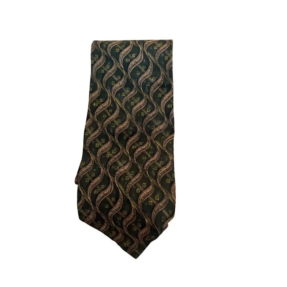 Vintage Natural Exchange by Alexander Lloyd Men’s Silk Necktie Brown Geometric